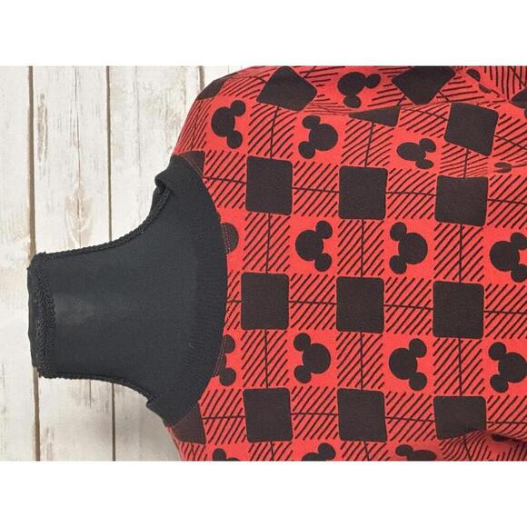 Disney Mickey Mouse casual athleisure red/black plaid sweatshirt Size XS - Picture 2 of 7